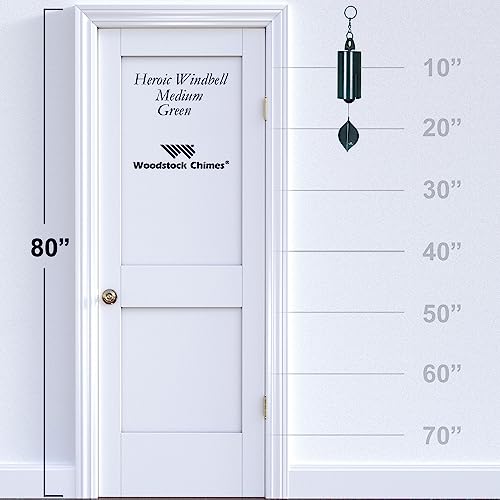 Woodstock Chimes Heroic Windbell Wind Chime for Outside 24" Medium Green,Deep Tone Sound, Outdoor Decor for Patio, Porch, Garden HWMG