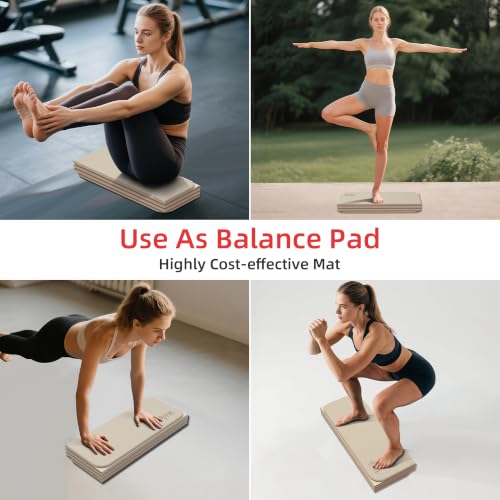 WEILA 1/2 Inch 70"x24" Foldable TPE Yoga Mat, Thick Non Slip Pilates Mat - color: Cinnamon