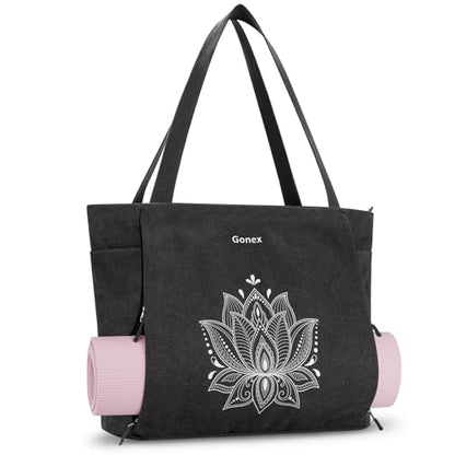 Gonex Yoga Mat Bag with Zipper Mat Carrier Canvas Gym Tote | Durable Canvas, Zipper Closures Prevent Slipping, Quick Access, Bottle Holder, Fits Yoga Blocks, Gym & Travel Use - color: Black, size: X-Large(19.5×7×17inch)