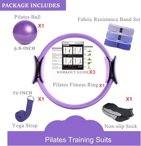 YXILEE Pilates Ring Circle Set - Workout at Home Workout Equipment Women - Booty Bands Stretching Equipment Pilates Mini Exercise Ball for Legs Arms and Thighs - color: Blue