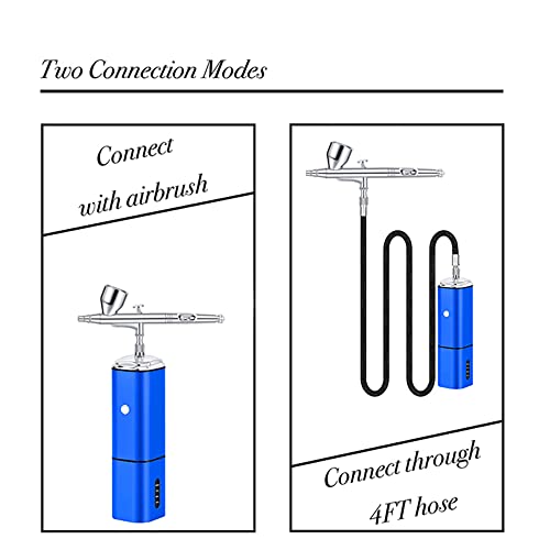 Auto stop cordless airbrush kit with compressor kit,rechargeable dual action air brush gun,connect with different airbrush pens to spray paints for multi use - color: Blue