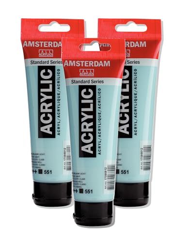 Amsterdam Standard Series Acrylic Paint Tube, Sky Blue Light 551, 4 fl oz | Vibrant Color with Acrylic Resin Binder, High Lightfastness, Water-Based, Strong Coverage, Visible Brush Strokes - color: Sky Blue Light, size: 4.06 Fl Oz (Pack of 1)