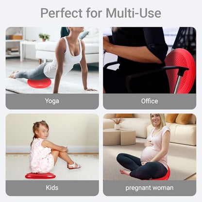 Inflated Stability Wobble Cushion, Yoga Balance Wiggle Seat Pad Disc for Pain Relief, Pelvic Floor Recovery, Rehabilitation Training - color: Red