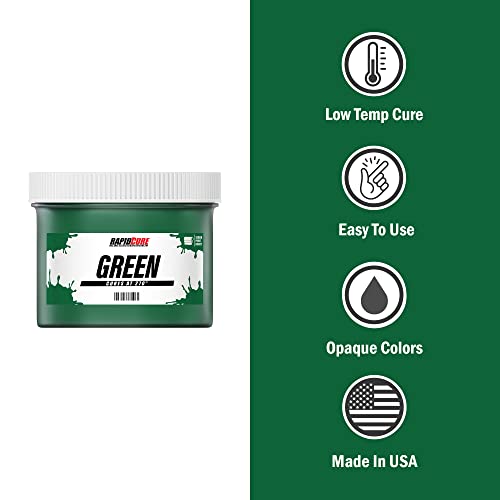 Rapid Cure Green Plastisol Ink - Silk Screen & Screen Printing Ink, Gallon | Cures At 270°F Vs. Standard 320°F For Faster Turnaround - Bold Opaque Color, Non-Phthalate, CPSIA Safe, USA Made - Green - color: Green, size: 128 fl oz