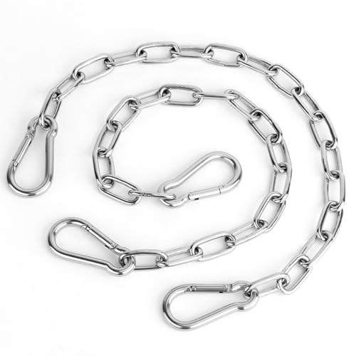 2 Pack 25in Hanging Swing Chain with 4 Carabiners, 550LB Capacity Hanging Kits Heavy Duty Hanging Chair Hardware for Hammock Swing Hanging Chair Punching Bags Sandbag Indoor Outdoor Yoga Gym (Silvery) - color: Silver, size: 2 Pack 25 inch