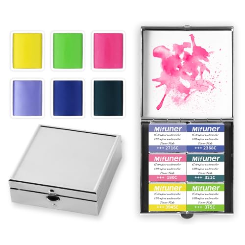Mini Portable 6-Color Solid Watercolor Paint Set for Adults & Artists, High Tinting Strength Travel Art Kit for Beginners and Professionals, Half Pans (Each Capacity Approx 1.5ml).Macaron - color: Solid Watercolor-macaron