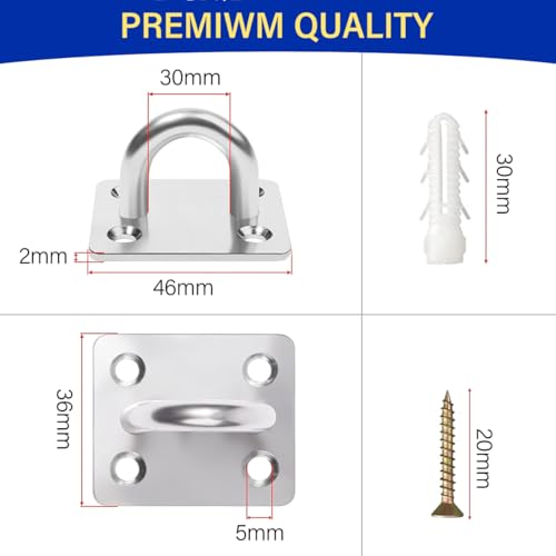 4Pcs Square Ceiling Hooks, Black Zinc Galvanized Steel Eye Hooks - color: Black（Square）