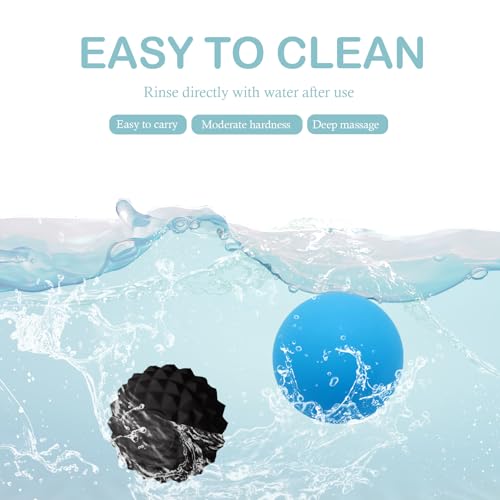 Massage Balls, 2 Pack Firm Silicone Massage Ball Set (Smooth & Textured, 3.54" & 3.22"), Deep Tissue Trigger Point & Myofascial Release for Back, Neck, Shoulder & Foot - style: Smooth & Deep-Tissue Spiky Set