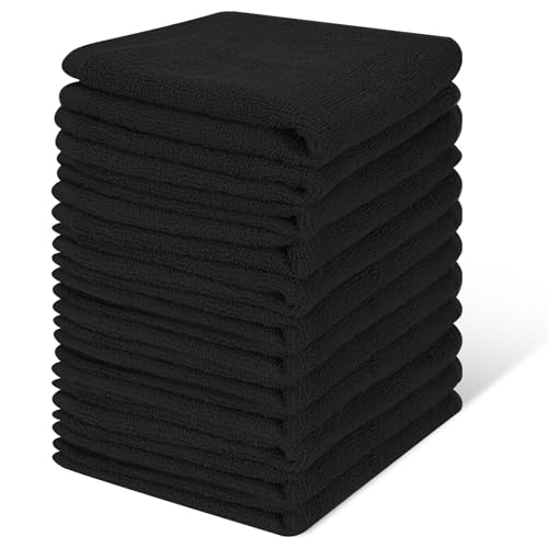 100% Cotton Washcloths Set, 12-Pack Wash Cloths,12x12 Inch Black - color: Black 12 Pack