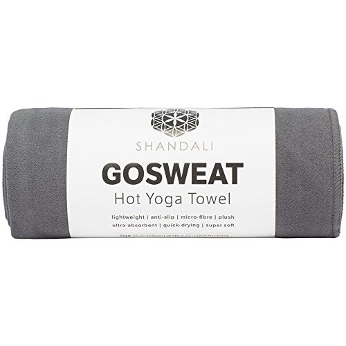 Shandali GoSweat Non-Slip Hot Yoga Towel with Super-Absorbent Soft Suede Microfiber in Many Colors, for Bikram Pilates and Yoga Mats. - color: Gray, size: 72.00" x 26.50"