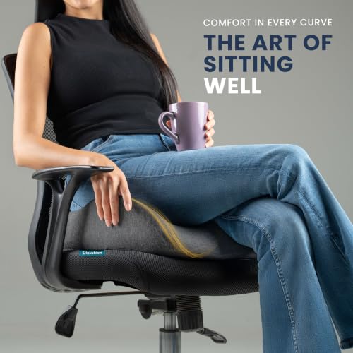 Ergo Office Chair Cushion for Back Pain, Sciatica, Tailbone Pain Relief - color: Dark Gray & Light Gray