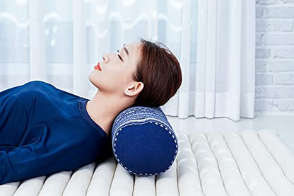 Leewadee Small Yoga Bolster – Shape-Retaining Cervical Neck Roll, Tube Pillow for Comfortable Reading, Kapok Filling, 22 x 6 x 6 inches - color: Cbt2 - Dark Blue