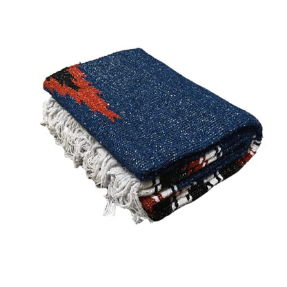 Open Road Goods Mexican Diamond Blanket - XL Heavyweight Yoga Blanket – Handmade in Mexico - Thick Boho Serape Saltillo Style Throw for Beach, Picnic, Home, Camping and More! (Harvest Moon) - color: Harvest Moon