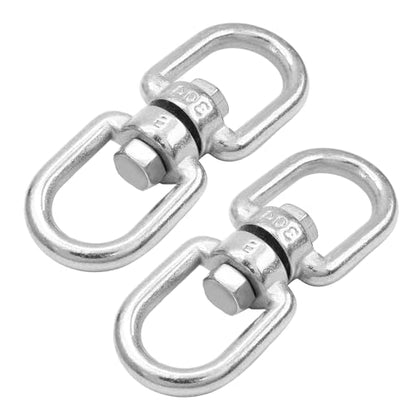 Bonsicoky M5 Double Ended Swivel Eye Hook, 2 Pcs | 304 Stainless Steel, Eye to Eye Swivel, Shackle Ring Connector - color: M5, size: 2 PCS
