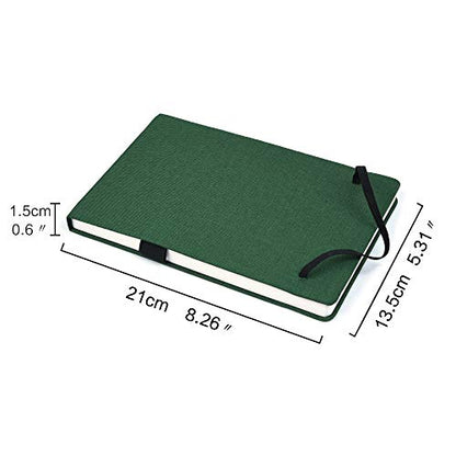 Mifuner 5"x 8" 220gsm Travel Handmade Cloth Cover Watercolor Paper 80 pages (40sheet frond and back) Notebook Journal Painting Paper Perfect for Travel Green - color: Long-green
