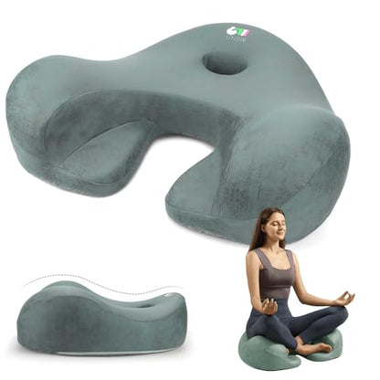 Meditation Cushion Memory Foam Floor Pillow for Cross Legged Sitting - color: Bule