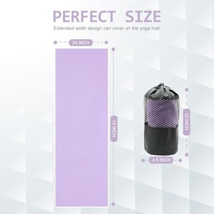 Eunzel Hot Yoga Towel - Microfiber Non Slip Yoga Mat Towel with Grip Dot Sweat Absorbent Towel for Hot Yoga, Pilates and Fitness 72" x 24", Taro Purple/White - color: Taro Purple/ White