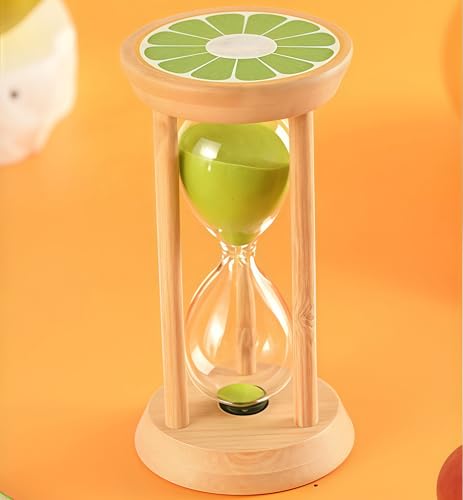 Mini Wooden Sand Timers,100% Bamboo Hourglass Watch 5 Min Fruit Sandglass Timer for Toothbrush Timer Games Classroom Home Office Cooking(Lemon+Green+5Min) - color: Lemon+green, size: 5Min