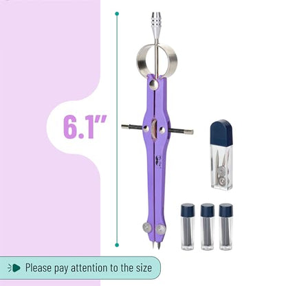 Mr. Pen- Professional Compass for Geometry, Extra Lead | Metal Compass Drawing Tool for Students, Drafting and Engineering, Technical Drawings, Circles and Geometry Projects - color: Purple