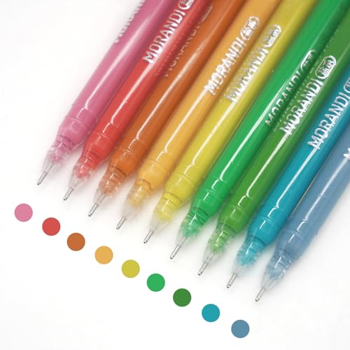 Gel Pens with 0.6mm Fine Point, 9 Colors Acrylic Drawing Gel Pen | Smooth Writing Pen Set for Journaling, Morandi-Salt Series, Drawing Pencils for Adult Coloring Books - color: Morandi-Salt