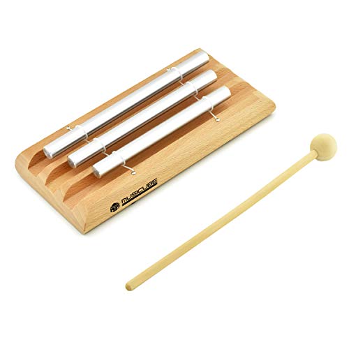 Meditation Chime with 3 Tone (C-E-G) Wooden Hand-held Chimes for Classroom Management, Yoga, Meeting and Sound Therapy, Chime Mallet Included - size: C-E-G-tone
