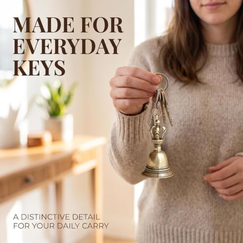 2Pcs Retro Copper Bell Wind Chimes,Demon Subduing Bell Creative Solid Brass Bell Handicraft Tibetan Bronze for Decoration Car Pendant Small Circle Hand Bells and Chimes (4.7cm*2.5cm