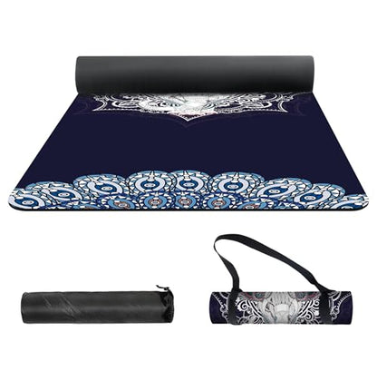 nuveti Yoga Mat Print Extra Thick TPE Non Slip Fitness Exercise Mat with Carrying Bag,72"x24" Extra Thick 6MM Exercise & Workout Mat for Yoga, Pilates Fitness and Floor Exercises - color: Elephant