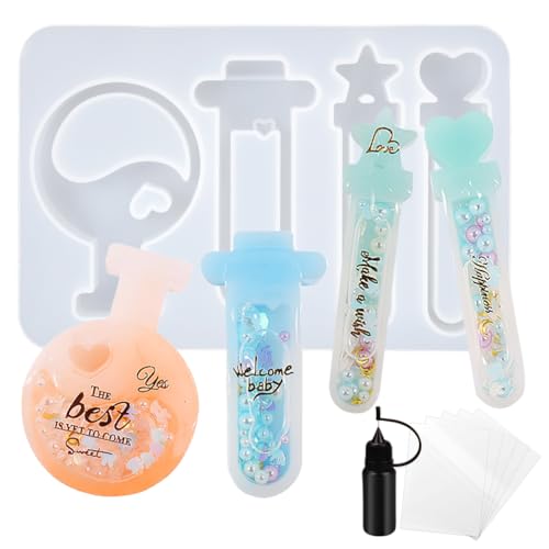 Resin Shaker Molds Set Magic Potions Keychain Charm Pack of 7 Silicone Trays Seal Films Precision Tip Applicator Bottle Kits Bundle - color: Magic Potion Craft Pack of 7