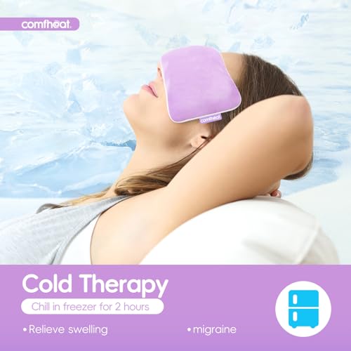 Lavender Weighted Eye Pillow for Yoga, Relaxation | Microwavable Moist Heat Eye Compress Mask with Washable Cover for Meditation, Yoga, Spa, Sleeping, Migraine Relief (Purple) - color: Purple (Lavender Scent)