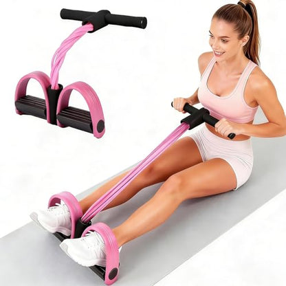Multifunction Tension Rope, 6-Tube Elastic Yoga Pedal Puller Resistance Band, Natural Latex Tension Rope Fitness Equipment, for Abdomen/Waist/Arm/Leg Stretching Slimming Training - color: Pink