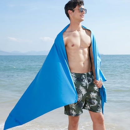 Rainleaf Microfiber Towel Quick Dry Camping & Travel & Gym Towel. Compact - color: Blue, size: 72.00" x 40.00"