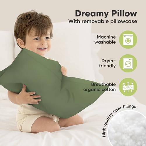 Toddler Pillow with Pillowcase 13x18 My Little Dreamy Pillow (Jungle Green) - color: Jungle Green