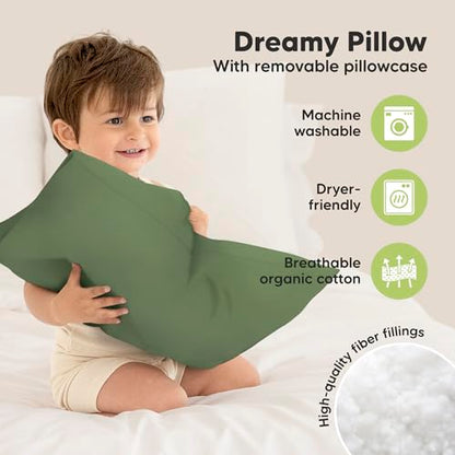 Toddler Pillow with Pillowcase 13x18 My Little Dreamy Pillow (Jungle Green) - color: Jungle Green