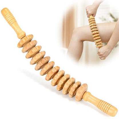 Curved Wood Therapy Massage Roller Tools,Wooden Lymphatic Drainage Massager,Cellulite Massage Tool & Muscle Roller Stick for Cellulite Reduction,Muscle Tension and Body Shaping