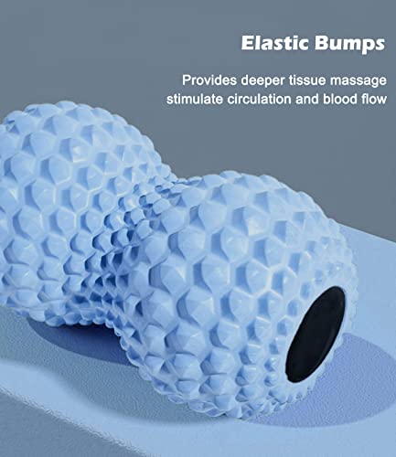 KITWILD Peanut Massage Ball, Double Lacrosse Massage Roller Ball for Deep Tissue Muscle Massage, Physical Therapy, Myofascial Release, Muscle Knots, and Yoga Therapy - color: Blue