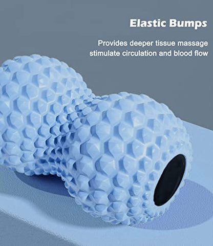 KITWILD Peanut Massage Ball, Double Lacrosse Massage Roller Ball for Deep Tissue Muscle Massage, Physical Therapy, Myofascial Release, Muscle Knots, and Yoga Therapy - color: Blue