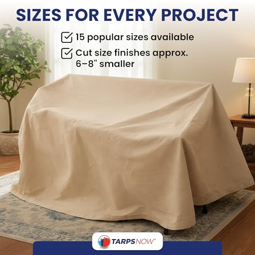 Tarps Now 20x30 ft Premium Heavy Duty Canvas Drop Cloth for Painting - Reusable Painter Tarp, 100% Cotton Fabric Floor Cover & Furniture Protection, Washable Paint Drop Cloth - size: 20' x 30'