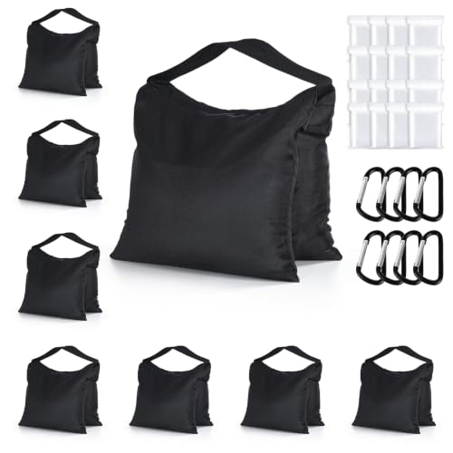 ABCCANOPY Photography Sandbag for Video Stand 8 Packs,Black(No Sand) | Heavy Duty Weight Bags Zipper Design Aluminum Carabiners PE Sealed Bags Multiple Use for Light Tripod Camping Chair - color: Black, size: 8 Packs