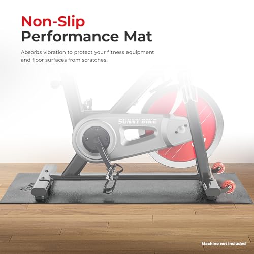 Sunny Health & Fitness Equipment Mats, Home Gym Floor Protection, 4 Sizes | Non-Slip, Protects Floors/Equipment, Absorbs Vibration, Sweat-Resistant, High-Density Foam, For Different-Sized Machines - style: Small 51”