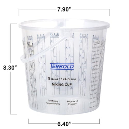 Paint Mixing Cups | 5 Quart Disposable Plastic Measuring Cups for Automotive Paint, Epoxy, Resin, Art (Pack of 10)