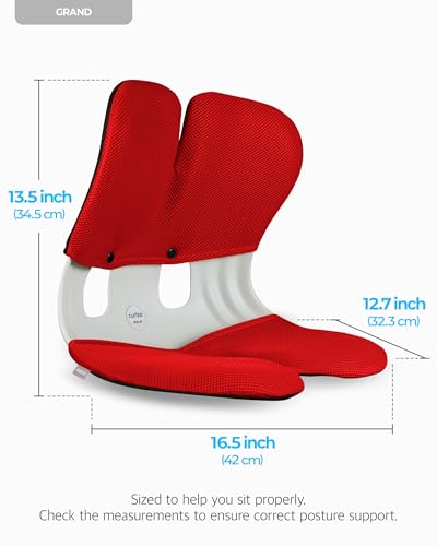 curble Grand Cover Set – Ergonomic Back Support, Washable & Detachable Cushion Cover Grand (Grey) - color: Set Red