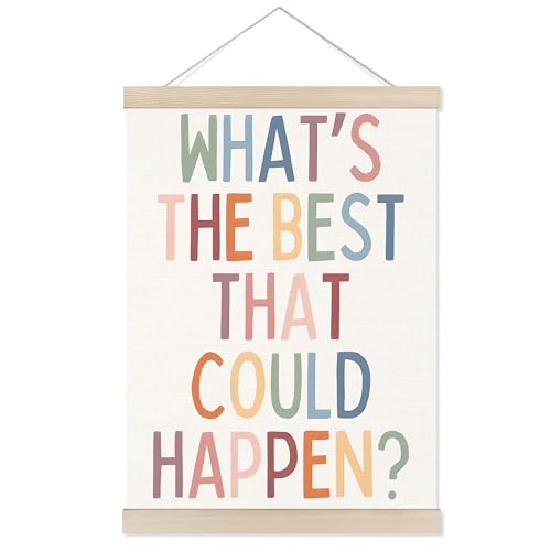 Welshower Boho Motivational Positive Poster Hanger Frame, What's the Best That Could Happen Positive Affirmations Wall Art Prints Decor for Living Room Bedroom Home Office Framed, 12x16 Inch - color: white