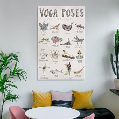 Yoga Poses Poster Teaching Poster for Girlsstyle 12x18inch(30x45cm) - size: 12x18inch(30x45cm)