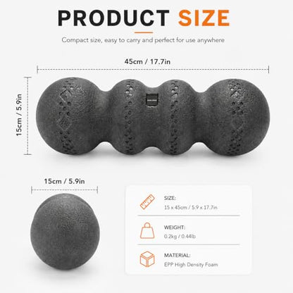 Double Peanut Massage Roller for Deep Tissue Relief, Spinal Alignment Gap, Micro-Perforation Texture, Targets Back, Neck & Legs
