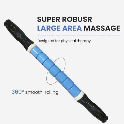Muscle Roller Stick Ctwctr Massage Roller for Lymphatic Drainage, Cellulite Massager, Leg Massager for Circulation and Pain Relief, Deep Tissue & Trigger Point Massage - color: Blue