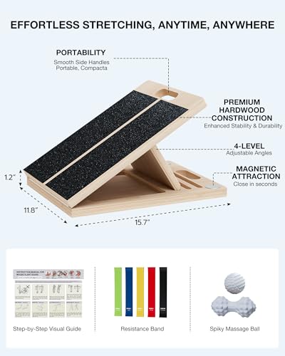 TEMI Slant Board for Calf-Stretching - Wooden Incline Wedge Stretcher for Squats, Foot & Ankle Mobility, Portable Fitness Equipment, Stretch & Rehab Kit - style: Stretch & Rehab Kit