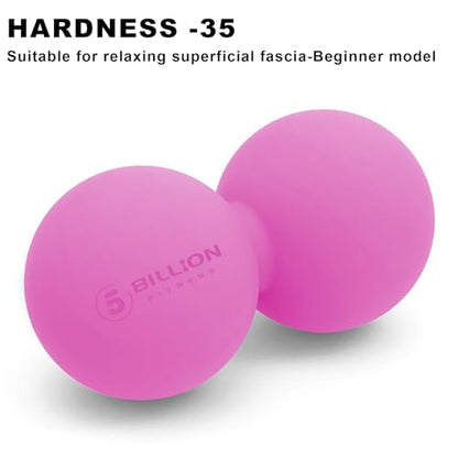 5BILLION Peanut Massage Ball - Double Lacrosse Massage Ball & Mobility Ball for Physical Therapy, Deep Tissue Massage Tool for Myofascial Release, Muscle Relaxer, Pink - color: Pink