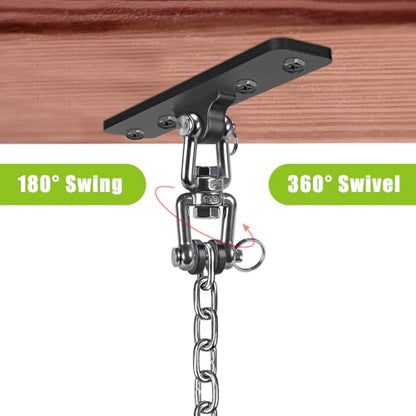 Dolibest Hanging Kits Hammock Chair Hardware, Heavy Duty Swing Hanger with Chain for Indoor Outdoor Playground Hanging Hammock Chair Punching Bags, 4 Screws, 600 LB Capacity, 3.28ft, 360° Rotation - color: Swing Hanger With 39'' Chain