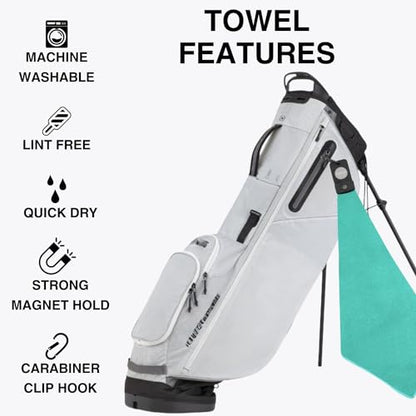 Magnetic Golf Towels for Golf Bags with Clip & Ultra Strong Magnet - Waffle Weave Microfiber Towel for Secure Hold on Bags & Carts - Ideal Club Cleaner & Accessories - Aqua - color: Aqua