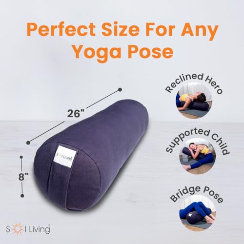 Pranayama Yoga Bolster Meditation Pillow - color: Navy Blue, size: Cylindrical 26" x 8"